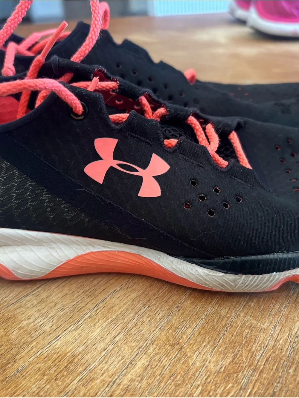 Under Armour Women’s Black and Coral Athletic Training Shoes